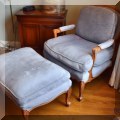 F75. Bergere chair with matching ottoman. 